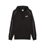 Buzo negro con capucha de Puma, modelo Sport Hoodie TR. Tiene el logo de Puma estampado en blanco en el pecho y detalles de ribetes blancos en hombros y mangas.