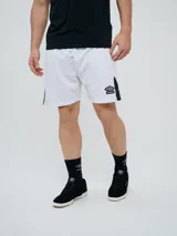 Bermuda deportiva Umbro color gris melange, de ajuste cómodo con cordón en la cintura y detalles en color negro en los laterales. Incluye el logo de la marca bordado en la pierna izquierda.