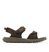 Sandalia Columbia modelo Konos Hiker 2-Strap, color marrón, con diseño de dos bandas ajustables con cierre de velcro. Presenta una mediasuela con textura inspirada en piñas de pino para mayor estabilidad y suela de caucho de alta tracción.