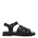 Sandalias tipo gladiadora marca Bottero, confeccionadas en cuero gamuzado color marrón. Presentan tiras anchas entrelazadas, suela plana de color negro y cierre lateral con hebilla metálica ajustable.