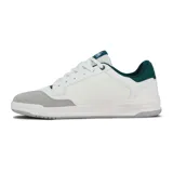 Championes Quiksilver Ride para hombre, de diseño urbano y skater, en color blanco con detalles en verde oscuro y puntera de gamuza gris.