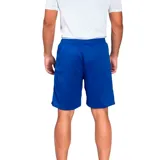 Short deportivo azul marino de poliéster con cintura elástica y cordón ajustable.