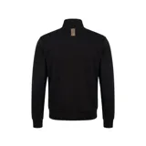 Campera deportiva EA7 Emporio Armani de color negro, con cierre frontal completo, cuello alto y logo de la marca estampado en color dorado en el pecho.