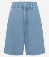 Bermuda de jeans azul oscuro, de tiro alto y corte recto.