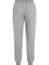 Pantalón de jogging gris con cintura elástica ajustable con cordón, bolsillos laterales y logo de la marca bordado en el lateral.
