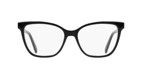 Lentes de receta Ferragamo modelo 3062, con armazón de acetato negro de forma ligeramente cat-eye.