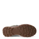Botas de trekking Merrell modelo Speed Strike 2 Ltr Mid Wp, color verde oliva con detalles en marrón oscuro. Presentan una construcción robusta con cordones, suela de goma dentada para mayor tracción y diseño de caña media.