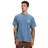 Remera Rhythm de manga corta y corte holgado en color azul, con pequeño estampado gráfico en el pecho.