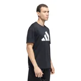 Remera deportiva Adidas de cuello redondo y manga corta, color negro con el logo de la marca estampado en blanco en el centro del pecho.