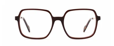 Armazón para lentes Visionar 202/54 col 02, de acetato color marrón oscuro, con forma cuadrada y patillas con estampado carey.