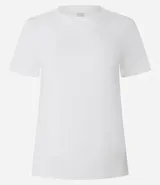 Remera de algodón celeste con cuello redondo y mangas cortas dobladas, de corte regular y diseño liso.