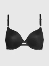 Sostén negro de microfibra con copas moldeadas con aro, breteles regulables y logo de Calvin Klein en el lateral izquierdo.