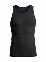 Pack de tres musculosas interiores de algodón acanalado, con diseño sin mangas y cuello redondo. El set incluye una musculosa blanca, una gris y una azul marino.