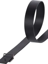 Cinturón reversible de cuero con hebilla metálica que presenta el monograma TH. El diseño cuenta con un lado de acabado liso y otro con acabado granulado.