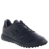 Championes de fútbol 5 Topper modelo San Ciro V, color negro, con diseño de costuras en la puntera y suela con tapones pequeños para césped sintético.