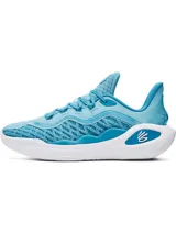 Championes de básquetbol Under Armour Curry 11, modelo Mouthguard, en color azul. Presentan tecnología UA IntelliKnit para mayor transpirabilidad y soporte, contrafuerte de TPU en el talón y amortiguación UA Flow de doble densidad para un rebote superior y agarre excepcional en la cancha.