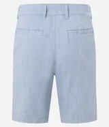 Bermuda slim de lino y algodón color beige, de corte ajustado, con trabillas para cinturón y bolsillos laterales y traseros.