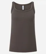 Musculosa sin mangas color marrón, confeccionada en tejido de punto canalé (rib) con escote halter.