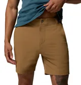 Short marrón Columbia para hombre con tecnología avanzada Omni-SHIELD™ de repelencia al agua y manchas, tejido elástico, trabilla multiusos, cintura elástica ROC™ BAND, bolsillos para las manos, bolsillo de seguridad con cremallera y bolsillos posteriores con cierre a presión.