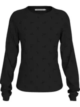 Remera de manga larga Calvin Klein Jeans color negro con cuello redondo y estampado de monograma CK en toda la prenda.
