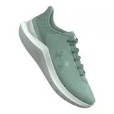 Championes de running Under Armour modelo Phade RN 3, color verde claro con detalles en blanco. Presentan una parte superior de malla transpirable, logo lateral plateado y entresuela de EVA para mayor amortiguación.