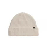 Gorro de lana Vans color crema con etiqueta negra con el logo de la marca en el borde.
