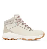 Botas de trekking Columbia modelo Newton Wander, impermeables, color gris con detalles en beige y cordones en tonos rosados. Incorporan tecnología Omni-Tech, Omni-Max y Omni-Grip para mayor tracción y comodidad.