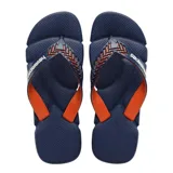 Sandalias Havaianas Power 2.0 para hombre, color azul marino con detalles en amarillo y diseño texturizado en la plantilla.