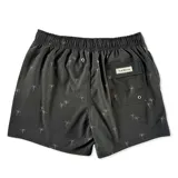 Short de baño negro con estampado sutil de palmeras, cintura elástica con cordón ajustable, bolsillos laterales y trasero. Cuenta con interior de malla hipoalergénica y tejido de secado rápido.