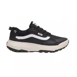 Championes Vans modelo MTE Crosspath, de diseño técnico y robusto. Presentan una combinación de paneles textiles y sintéticos en color negro, con la icónica banda lateral en blanco. Cuentan con una entresuela gruesa de color crema y una suela dentada de goma para mayor tracción.