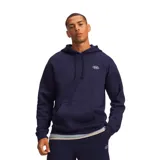 Canguro Under Armour modelo Ua Rival Flc Hoodie, color azul marino, con capucha ajustable con cordón, bolsillo tipo canguro y logo bordado en el pecho.