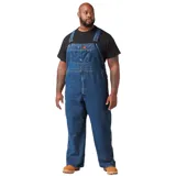 Overol de jean clásico con diseño funcional, confeccionado en denim resistente con acabado stonewashed. Cuenta con tirantes ajustables, múltiples bolsillos frontales, lazo para martillo en la pierna izquierda y bolsillo doble para herramientas en la derecha.