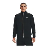Campera deportiva Under Armour de corte clásico, confeccionada en tejido tricot texturizado. Presenta cuello alto, cierre frontal completo en color blanco y logo de la marca estampado en el pecho.