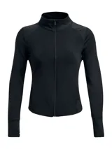 Campera deportiva de alto rendimiento con cierre frontal completo, cuello alto y mangas largas con orificios para pulgares. Confeccionada en tejido elástico y transpirable de secado rápido, cuenta con bolsillos laterales y paneles acanalados estratégicos.