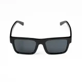 Lentes de sol negros con marco cuadrado y lentes oscuros.