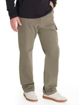 Pantalón cargo Caterpillar Heritage Straight color verde militar, de corte recto, con bolsillos laterales tipo cargo y bolsillos traseros con solapa.