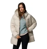 Chaqueta acolchada tipo puffer de largo medio con capucha, cierre frontal de doble dirección y bolsillos laterales con cremallera. Cuenta con aislamiento térmico y acabado hidrofóbico.