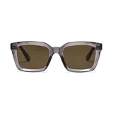 Lentes de sol con armazón cuadrado de acetato traslúcido en tono gris y cristales oscuros con protección UV 400.