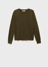 Jersey de punto fino con cuello redondo, diseño recto y manga larga.