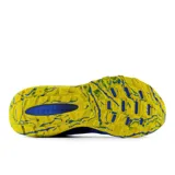 Championes de trail running New Balance Nitrel B5, color azul con detalles en amarillo y logo blanco.