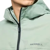 Chaqueta impermeable de hombre con capucha ajustable, cierre frontal y bolsillos laterales con cierre. Presenta un diseño funcional con puños ajustables con velcro y tecnología resistente al agua y al viento.