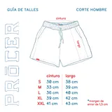 Short de jogging celeste con cintura elástica y cordón blanco. Tiene una franja vertical blanca y roja en los laterales.