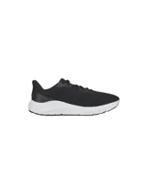 Championes de running Under Armour Charged Pursuit 4, color negro con suela blanca. Presentan parte superior de malla transpirable y entresuela Charged Cushioning para mayor amortiguación.
