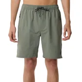 Short de baño Rip Curl modelo Search Cordura 19, color verde militar, con cintura elástica con cordón ajustable y bolsillos laterales con cierre.