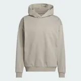 Hoodie de básquet con capucha Adidas de corte holgado y diseño liso, color gris, con puños y dobladillo acanalados. Incorpora el logo pequeño de la marca bordado en el pecho.
