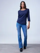 Remera negra de algodón, marca Ruby Rd, con mangas 3/4 y escote redondo.