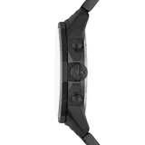Reloj cronógrafo Armani Exchange modelo Banks con caja y malla de acero inoxidable en color negro mate. Presenta esfera negra con índices y agujas luminiscentes, ventana de fecha y tres subesferas.
