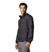 Campera cortaviento Columbia modelo Flashback II Wind, color negro, con capucha y cierre frontal completo. Cuenta con tecnología Omni-Shield y Omni-Shade.