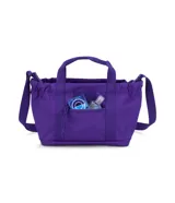 Bolso tote pequeño color verde oscuro, con doble asa corta y correa larga extraíble. Tiene un bolsillo frontal con cierre y logo de la marca.