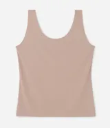 Musculosa de poliamida blanca, de corte ajustado, con escote en U y tirantes anchos.